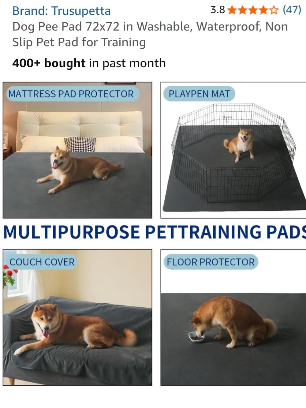 Gray Washable Waterproof Pet Training Pad - Multi-Purpose